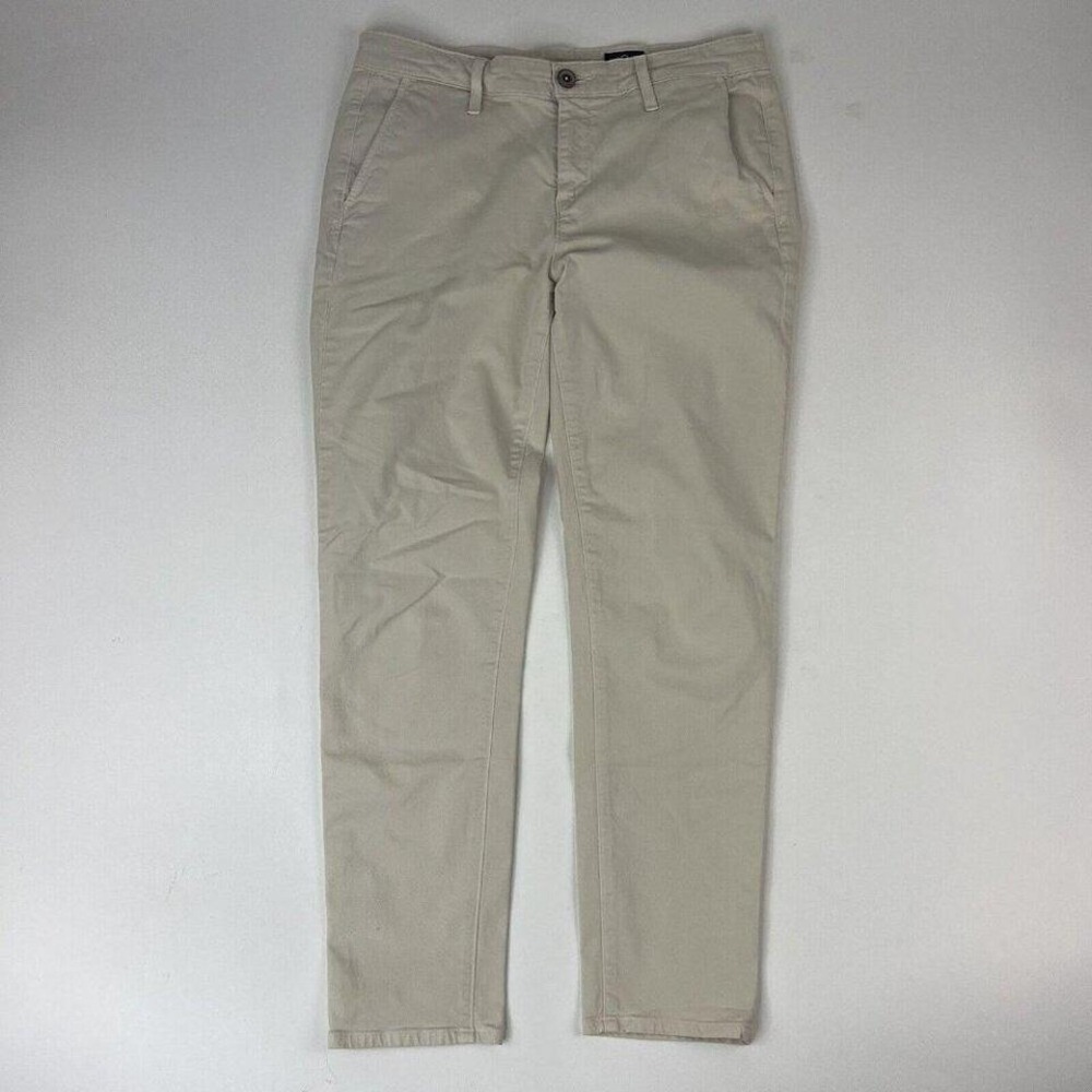 Adriano Goldschmied AG The Tristan Tailored Trouser Lt Tan Cotton Blend Pant 27R